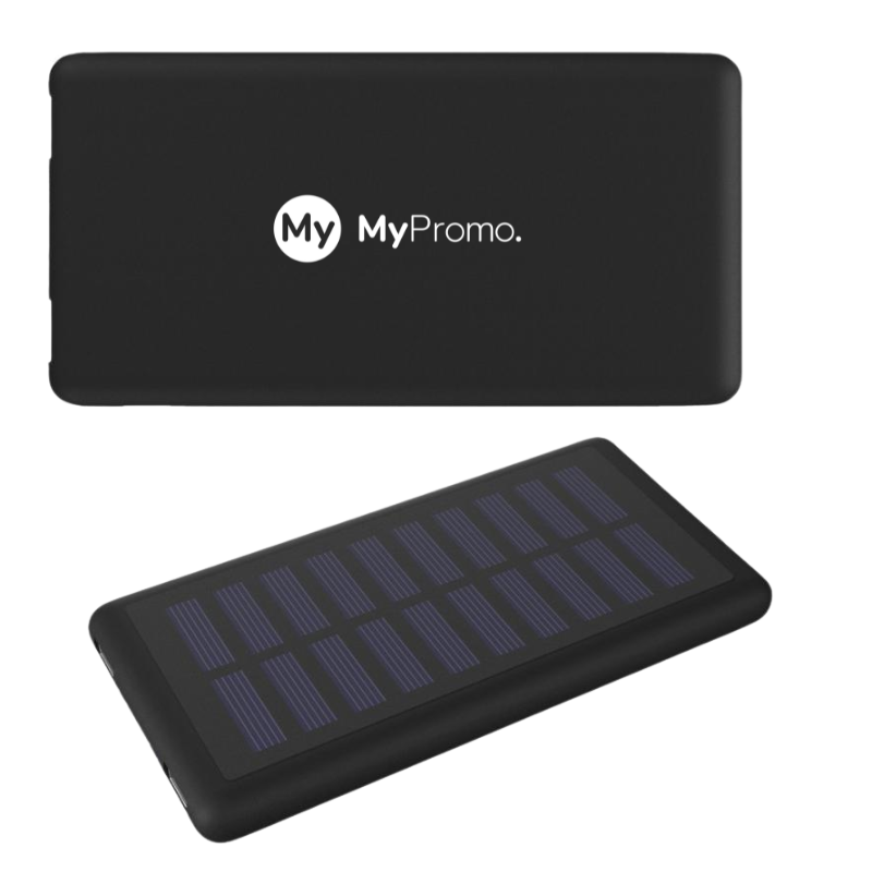 Solar power bank | ABS & rPET | 8000 mAh | Type-C | Light-up logo